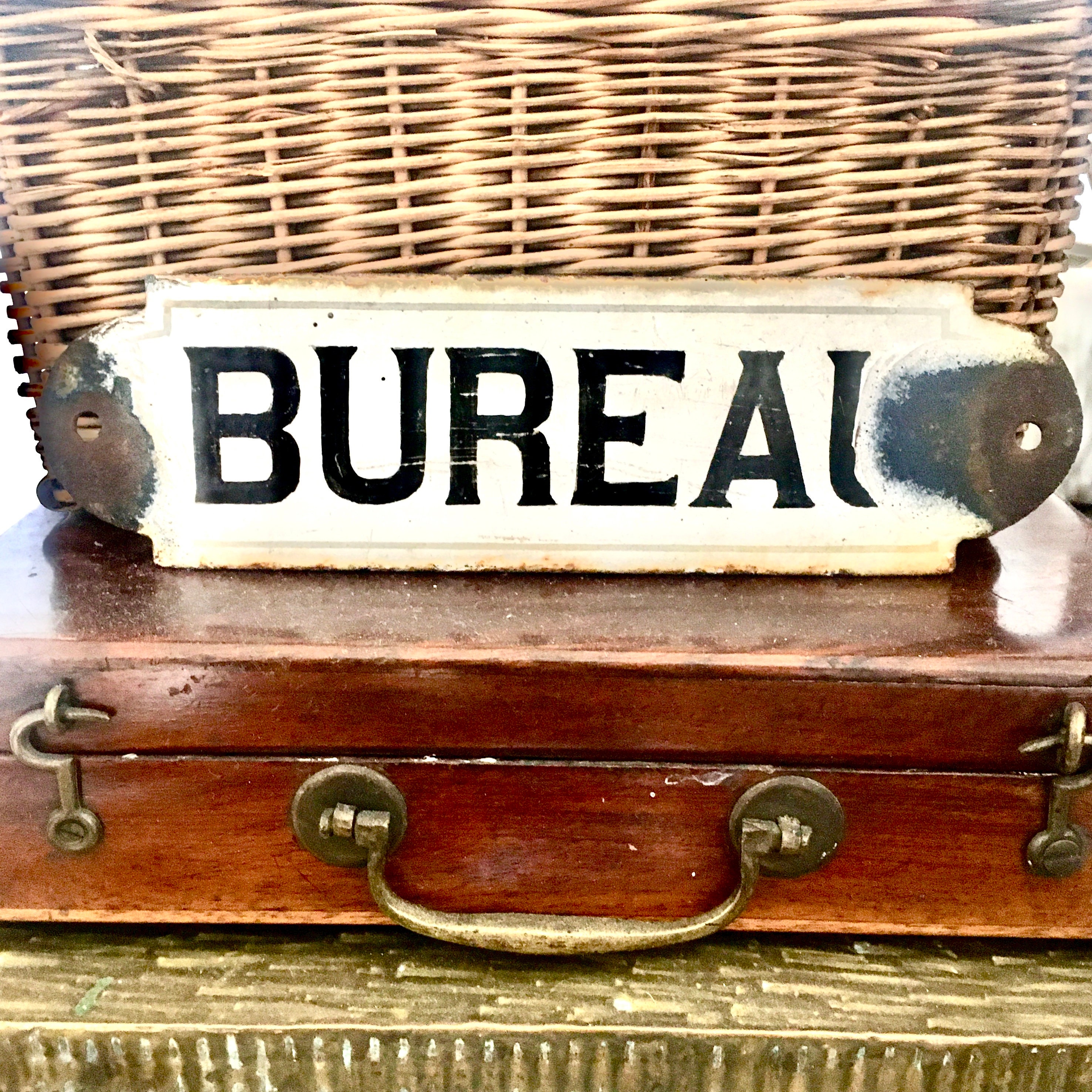 Français Vintage Émaillé Bureau Signe/Vintage Français Office Signalisation Déco Shabby Chic Decor H