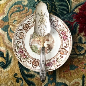 French Silverplated Cake Server: Vintage Ribbon & Laurel Design