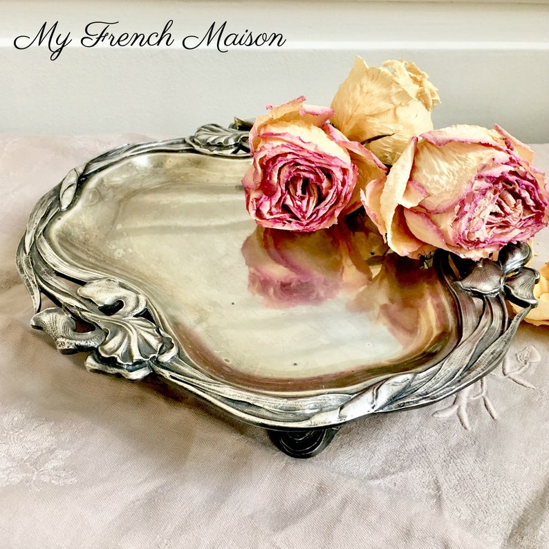 French Vintage Art Nouveau Silver Platter