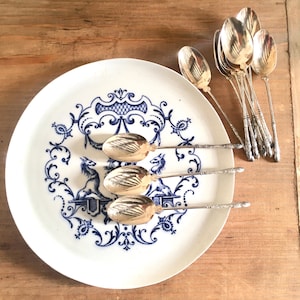 French Vintage Silver Plated Mocca Spoons: Hoof Handle Set of 12