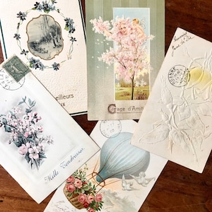 Französische Vintage Postkarten Sammlung / Französisches Vintages Papier Ephemera / Vintage Grußkarten / Sammler Postkarten / Französische romantische Dekoration
