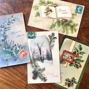 Französische Vintage Postkarte Sammlung / Französisches Vintages Papier Ephemera / Vintage Grußkarten / Sammler Postkarten / Französische romantische Dekoration