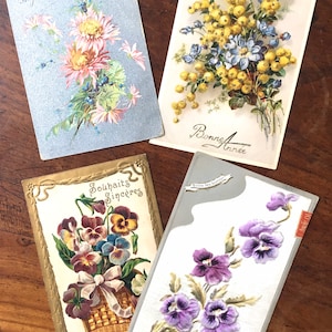 Collection de cartes postales vintage françaises / Papier éphémère français vintage / Cartes de voeux vintage / Cartes postales à collectionner / Décoration romantique française
