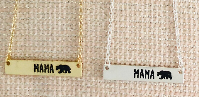 necklace silver mama bear bar necklace Gold mama bear necklace Minimalist necklace Mama bear necklace
