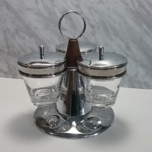 Vintage Chrome & Walnut Rotating Server