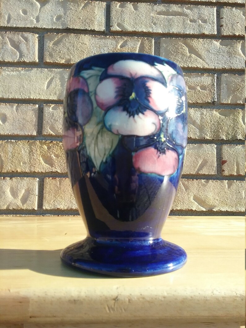 MOORCROFT Pansy Vase Etsy