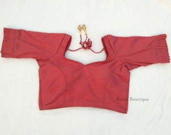 Raw Silk Saree Blouse: Frill Sleeves, Bollywood Design