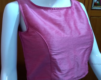 Custom Made Raw Silk Saree Blouse: Boatneck Bollywood Choli