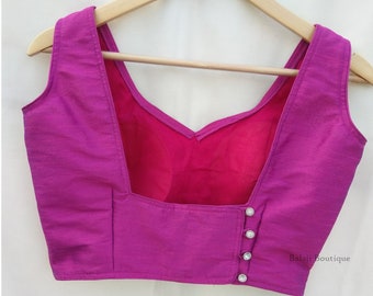 Blouse sari en soie brute personnalisée : tenue de soirée indienne Choli