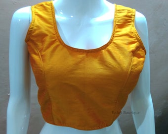 Blouse sari en soie Dupion ready-made : haut court indien Choli