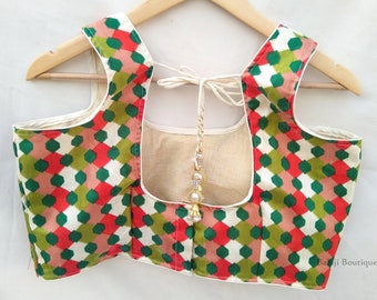 Multicolor Saree Blouse: Satin Silk Partywear Choli