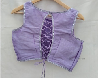 Raw Silk Saree Blouse, Princess Cut Padded Boatneck, Custom Made