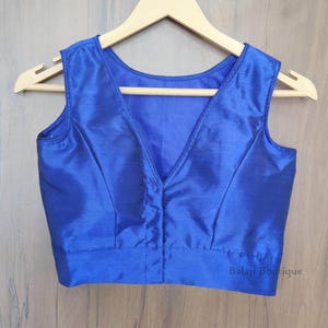 Readymade Silk Blouse For Saree, V Neck Sari Blouse, Saree Blouse, Indian Saree Blouse, Bollywood Blouse, Women Blouse, Sleeveless Blouse