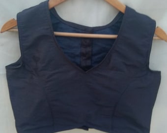 Custom Made Raw Silk Saree Blouse: Princess Cut, Padded