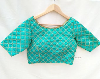 Blouse sari brodée : haut sari indien sur mesure