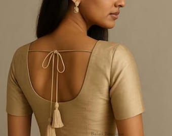 Indian Designer Saree Blouse, Short Sleeves Partywear Sari Crop Top For Women