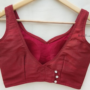 Handmade Designer Mahroon Saree Blouse For Bridal Women, Indian Blouse, Readymade Sari Blouse, Blouse Choli, Saree Top, Women Blouse,