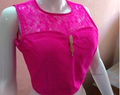Free Shipping Pink Dupion Silk Saree Blouse, Readymade Blouse, Partywear Blouse For Women, Flower Net Blouse, Premium Fabric Blouse- 1pcs