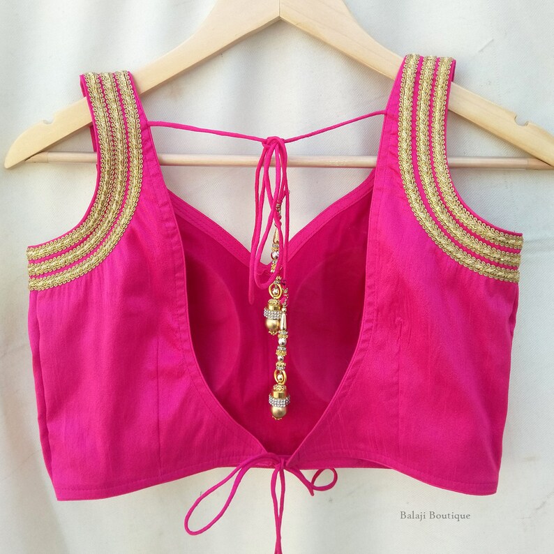 World & Traditional Clothing Ready-Made Golden Pink Dupion Saree Choli Designer Sari Top Wedding 