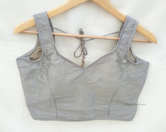 Chemisier sari en soie Dupion fait main : haut sari Bollywood
