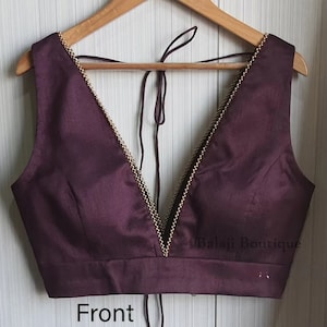 Indiase designer paarse sari-blouse, sari-blouse, sari-blouse, trouwkledingblouse, damesblouse, paarse crop top, sari-blouse, Bollywood-blouse voor vrouwen
