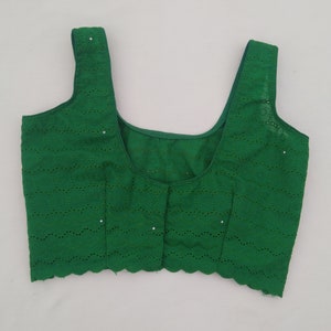 Made To Order Green Chicken Sari Blouse, Bollywood Blouse, Fancy Sari Blouse, Blouse Choli, Saree Top, Green Crop Top, Green Sari Blouse