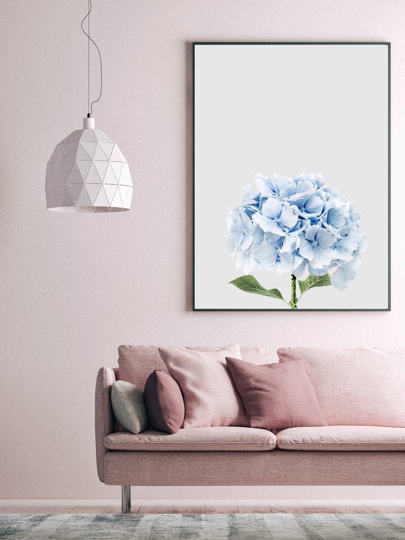 Light Blue Hydrangea Art Hydrangea Print Blue Botanical Etsy