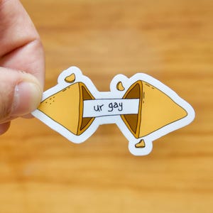 Pegatina de galleta de la suerte con la frase "Eres gay": calcomanía impermeable, regalo divertido, calcomanía para computadora portátil, calcomanía para botella de agua, queer, LGBTQ+