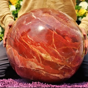 Customized Red Jasper Sphere Large Crystal Ball Chakra Healing Stone Natural Crystal Decor Aura Metaphysical Power Charged Decoration Ball