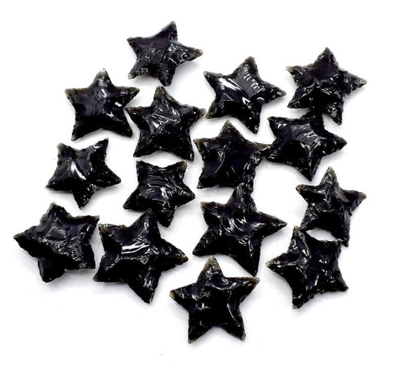 Star Shape Black Obsidian Carved Stone Crescent Star Shape Designer Black Obsidian Carved Stone Hand Crafted Crystal Jewelry Making V127