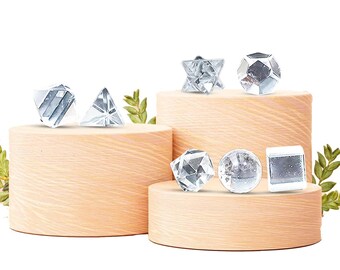 Sacred Geometry Crystal Set: 7 Pcs Platonic Solids, Chakra Healing Stones
