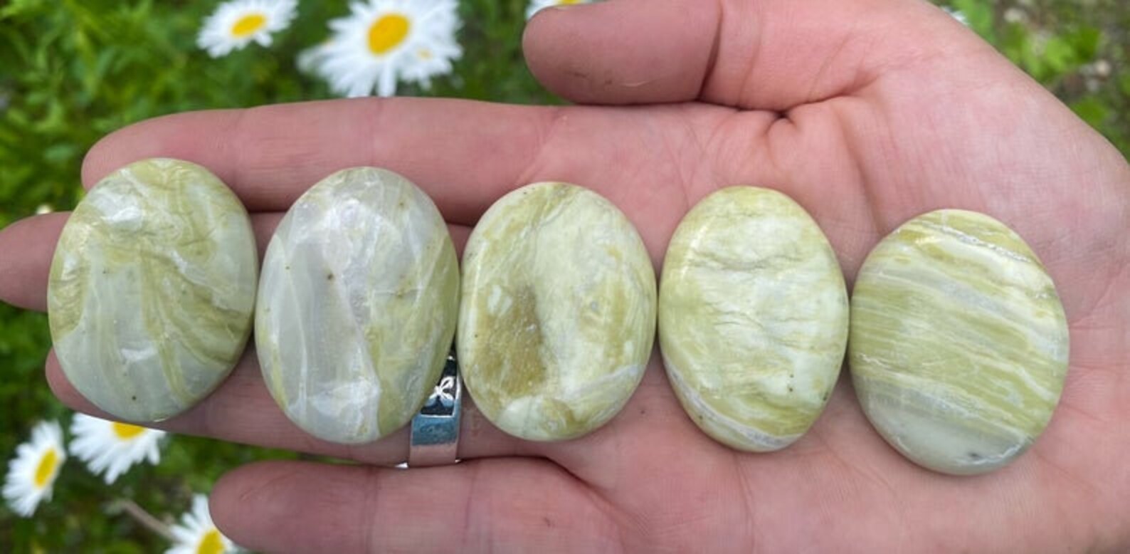 Yellow Serpentine Palm Stone For Healing Crystals Pocket Etsy