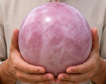 Customised Large Rose Quartz Sphere: Chakra Healing Crystal Decor Size Options Available