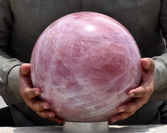 Customised Large Rose Quartz Sphere: Chakra Healing Crystal Decor Size Options Available