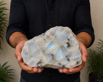Pedra da Lua Arco-Íris Bruta Grande, Cristal Natural em Estado Bruto, Decoração para Casa, Presente, Meditação, Cura, Coleção de Exibição