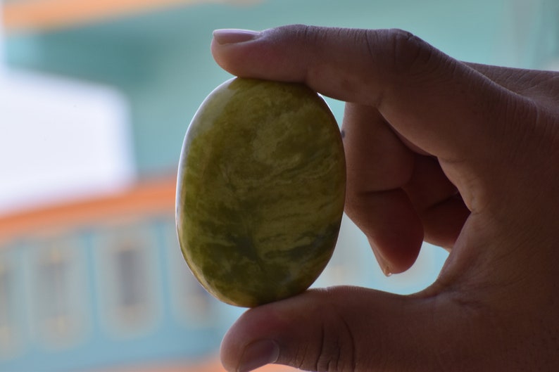 Yellow Serpentine Palm Stone For Healing Crystals Pocket Etsy