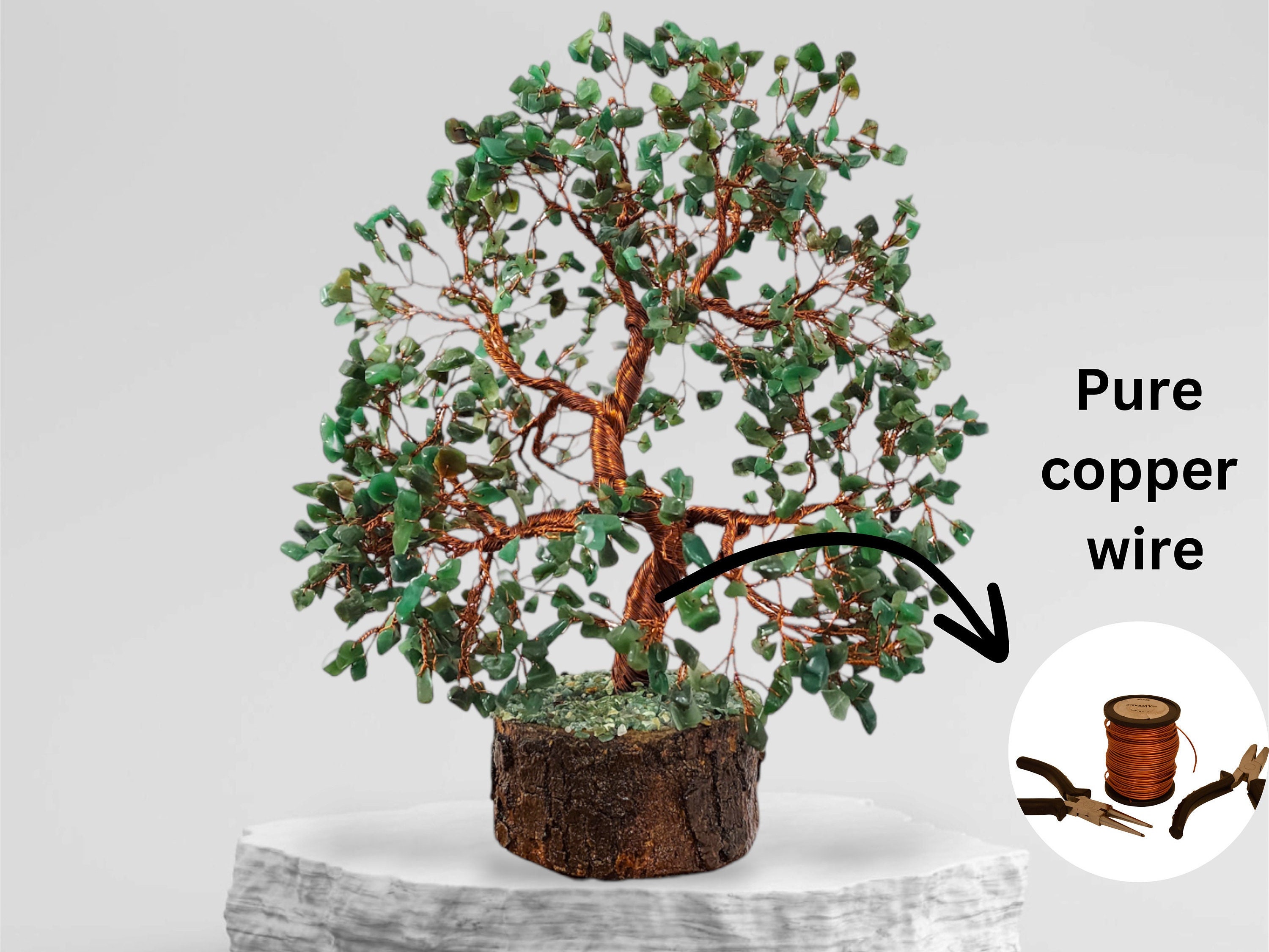 Green Jade Copper Tree: Feng Shui Tree of Life Decor for Luck