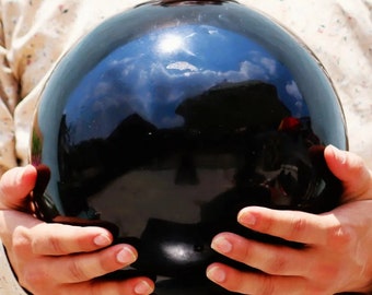 Customized Black Obsidian Sphere: Chakra Healing Crystal Decor