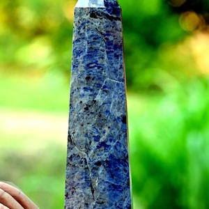 Large Blue Sodalite Crystal Obelisk: 235MM Healing Energy Tower