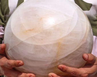 Customised Your Large White Petalite Quartz Sphere: Chakra Healing Crystal Decor