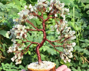 Green Aventurine Crystal Tree: Handmade Copper Bonsai for Luck & Abundance
