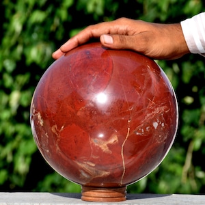205 MM Red Jasper Sphere Large Crystal Ball Chakra Healing Stone Natural Crystal Decor Aura Metaphysical Power Charged Decoration Ball