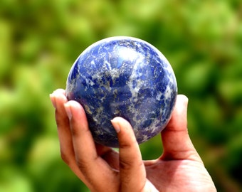 Blue Lapis Lazuli Crystal Sphere (90 MM): Chakra Healing Stone