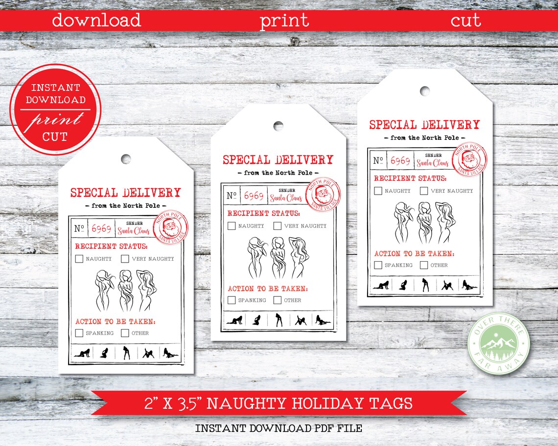 Printable Naughty Holiday Tags Adult Christmas Tags | Etsy