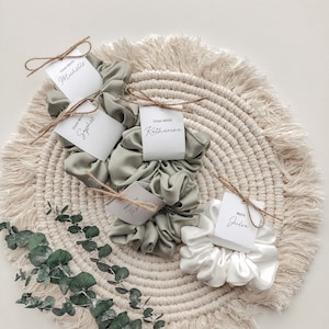 JGA Scrunchie aus Satin, Team Bride mit Name personalisiert | Haargummi | Zopfgummi | handmade