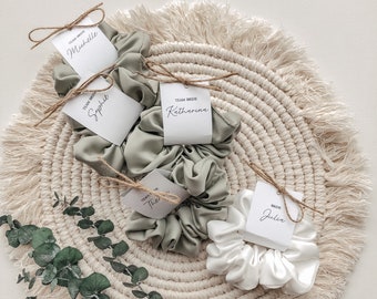 JGA Scrunchies aus Satin, Team Bride mit Name personalisiert | Haargummi | Zopfgummi | handmade