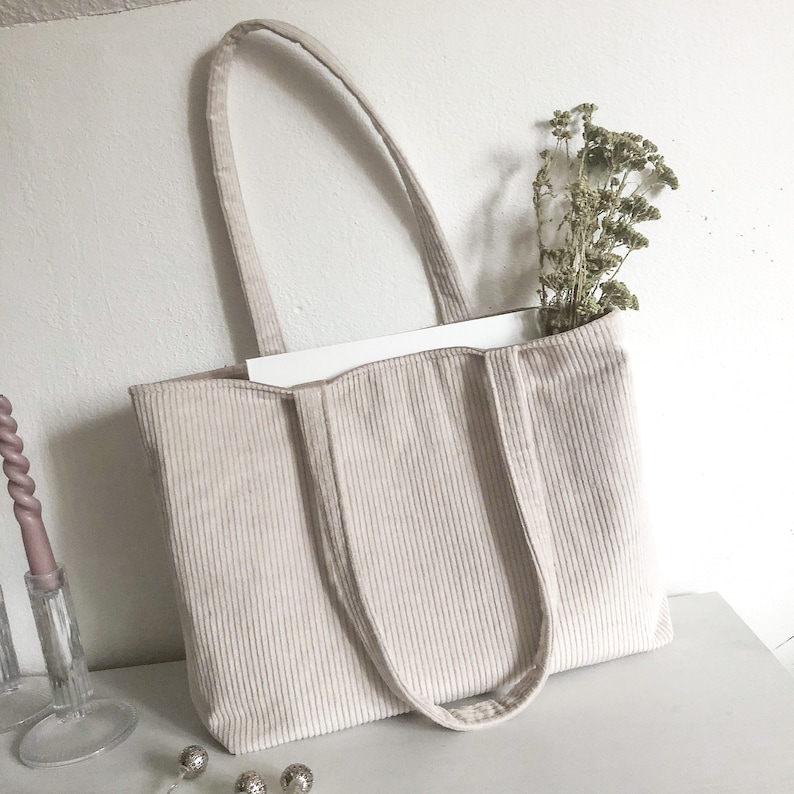 Shopper Tasche aus Cord, verschiedene Farben, personalisiert mit Buchstabe oder Name Tragetasche handmade Einkaufstasche Bild 6