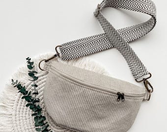 Bauchtasche aus Cord Beige | Gürteltasche Hipbag Crossbody Tasche