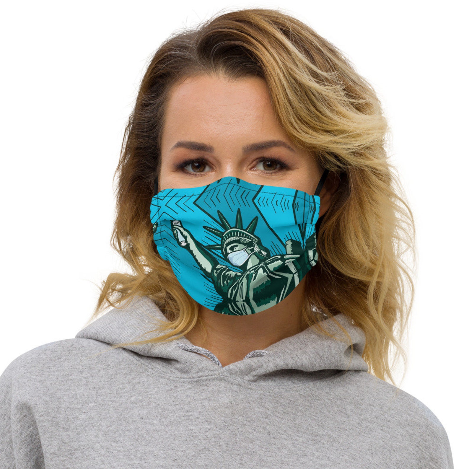 Masked Statue of Liberty Premium Face Mask Face Cover Etsy