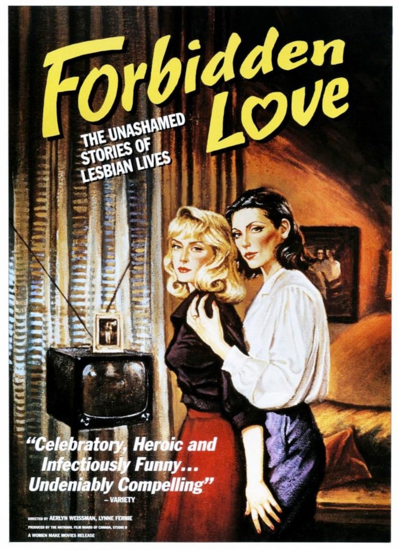 Forbidden Love Lesbian Pulp Fiction Poster Fun T Vintage Etsy